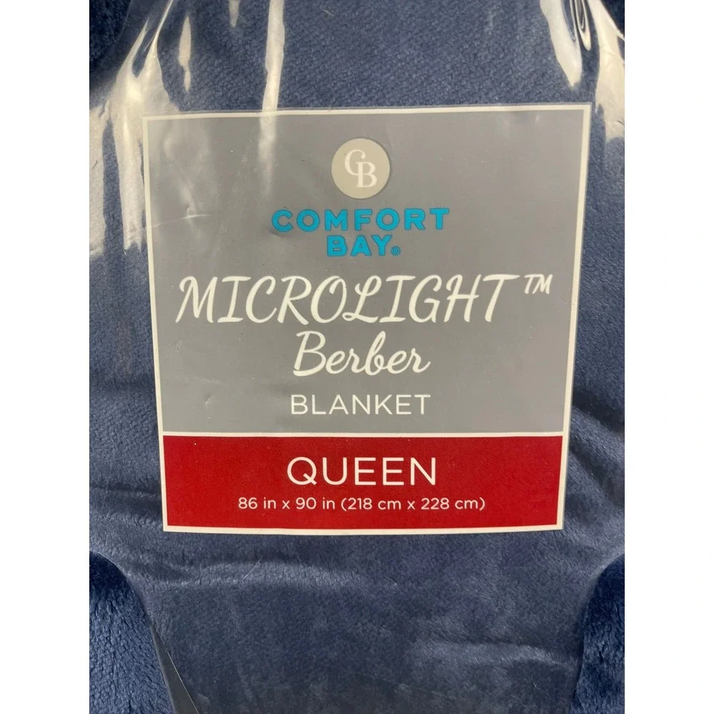 Comfort‎ Bay Microlight Berber Blanket Queen Navy Blue 86x90 Soft Plush Fleece